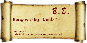 Benyovszky Damáz névjegykártya